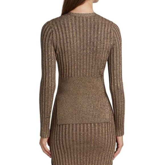 Jonathan Simkhai Women's Compact Rib Henley Sweater Dune Chocolate Medium NWOT - Picture 4 of 12